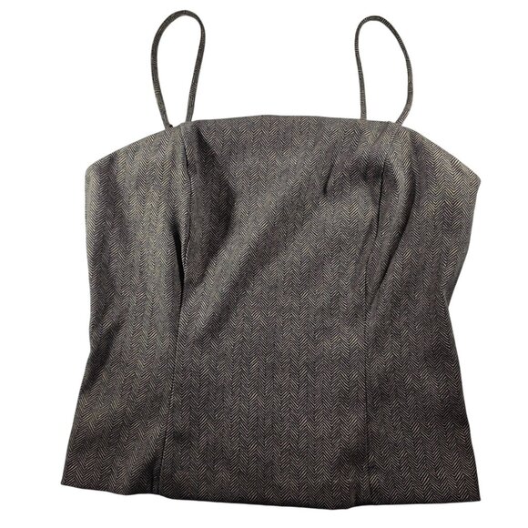 Herringbone Womens Top Spaghetti Straps tank librarian academia career office - Picture 1 of 7